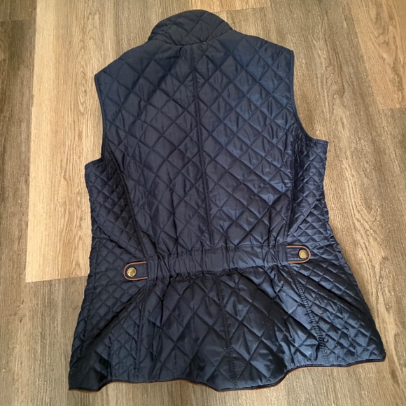 Brooks Brothers diamond quilted vest women's size M medium navy brown equestrian - Picture 5 of 6